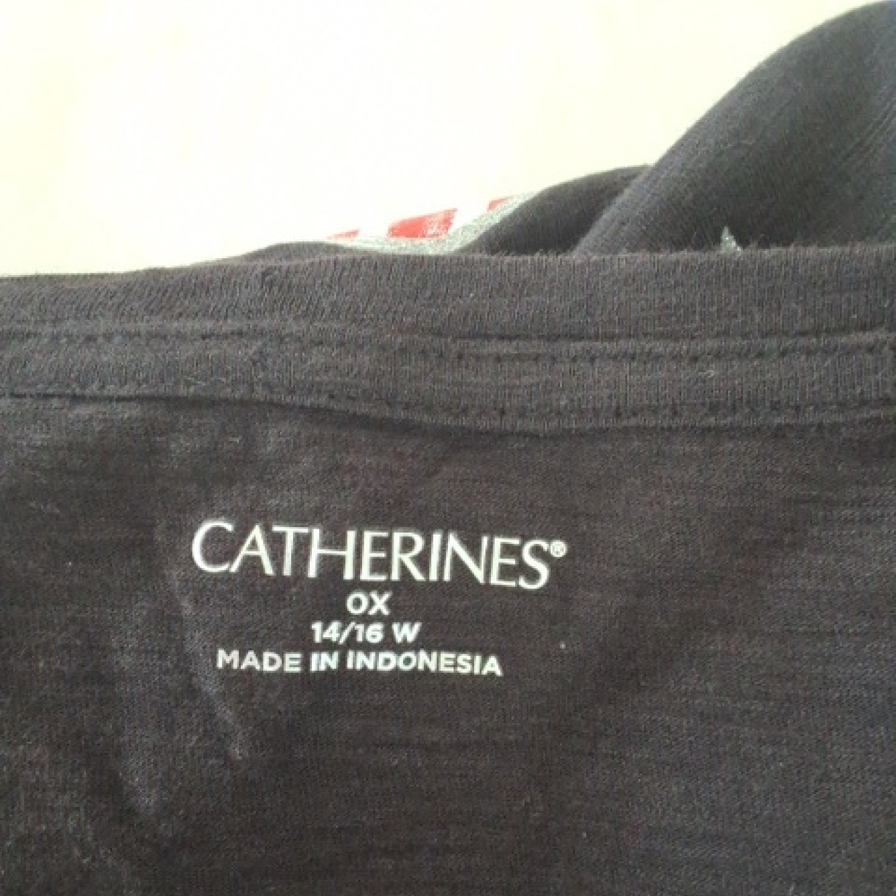 Catherines Womens Size OX Black Top With Red, White,  And Blue Glasses - Picture 2 of 6